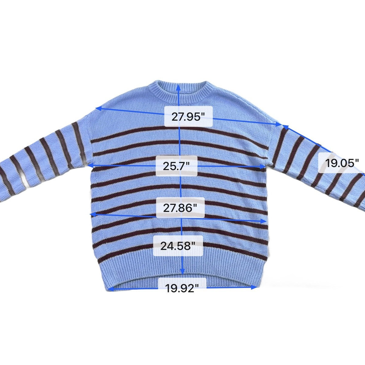 Loft Womens Light Blue & Brown Knit Striped Pullover Sweater Size XL