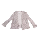 Chicos Womens Beige Cotton Open Knit Lightweight Cardigan Sweater Size 1