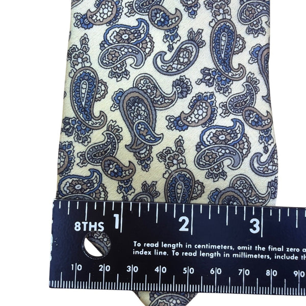 Christian Dior Mens White & Navy Silk Paisley Tie 57" Classic Pattern