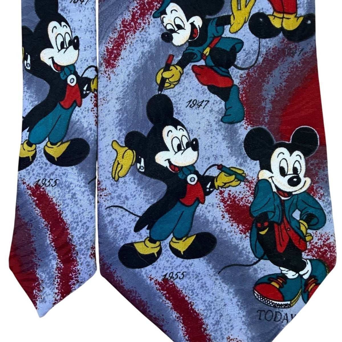 Mickey Unlimited Mens Red Mickey Mouse Cartoon Necktie Vintage Fun Design