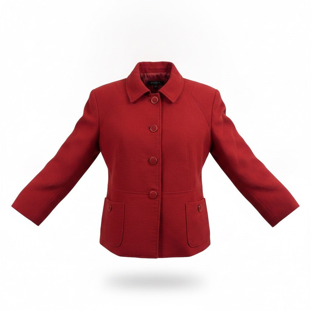 Talbots Womens Red Button Front Jacket Petite Two Pockets Sz 16P 