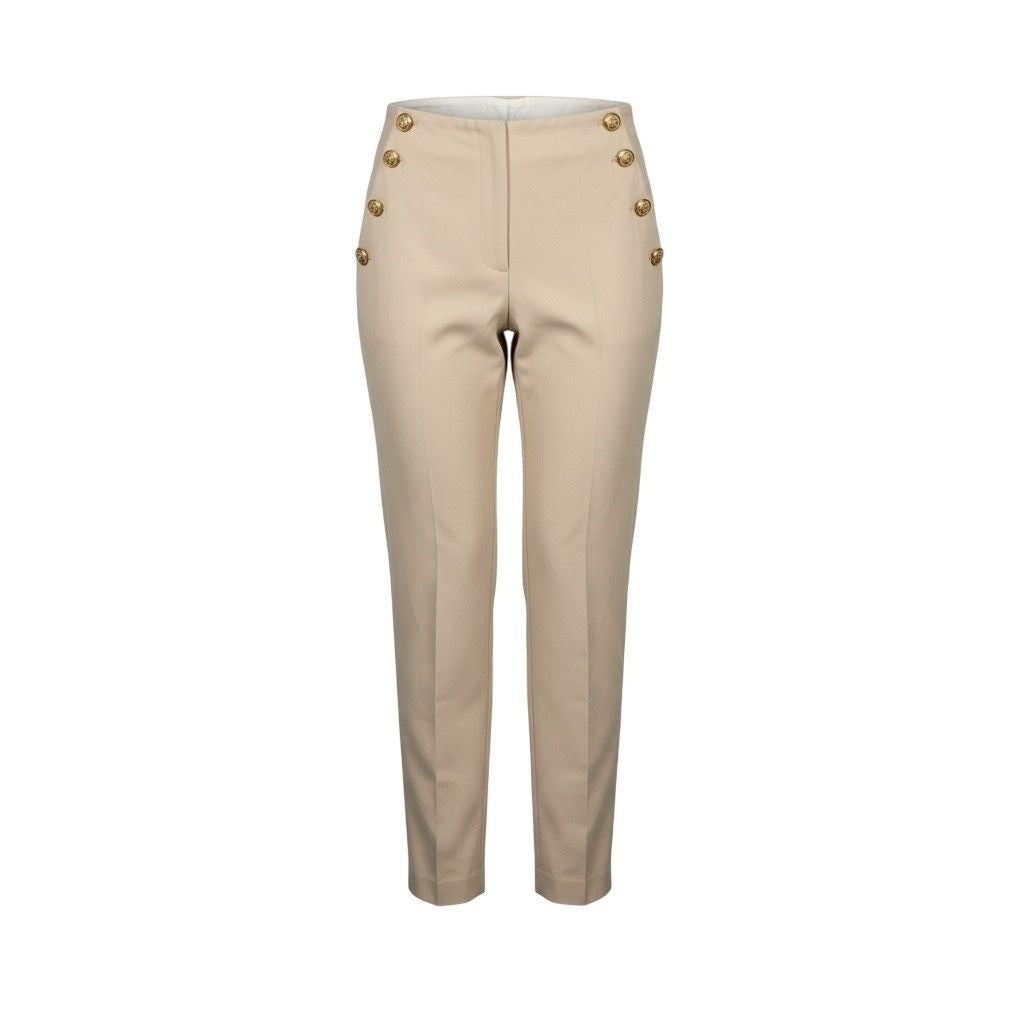 Zara Womens Beige Button-Detail High-Waisted Pants Size M