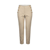 Zara Womens Beige Button-Detail High-Waisted Pants Size M