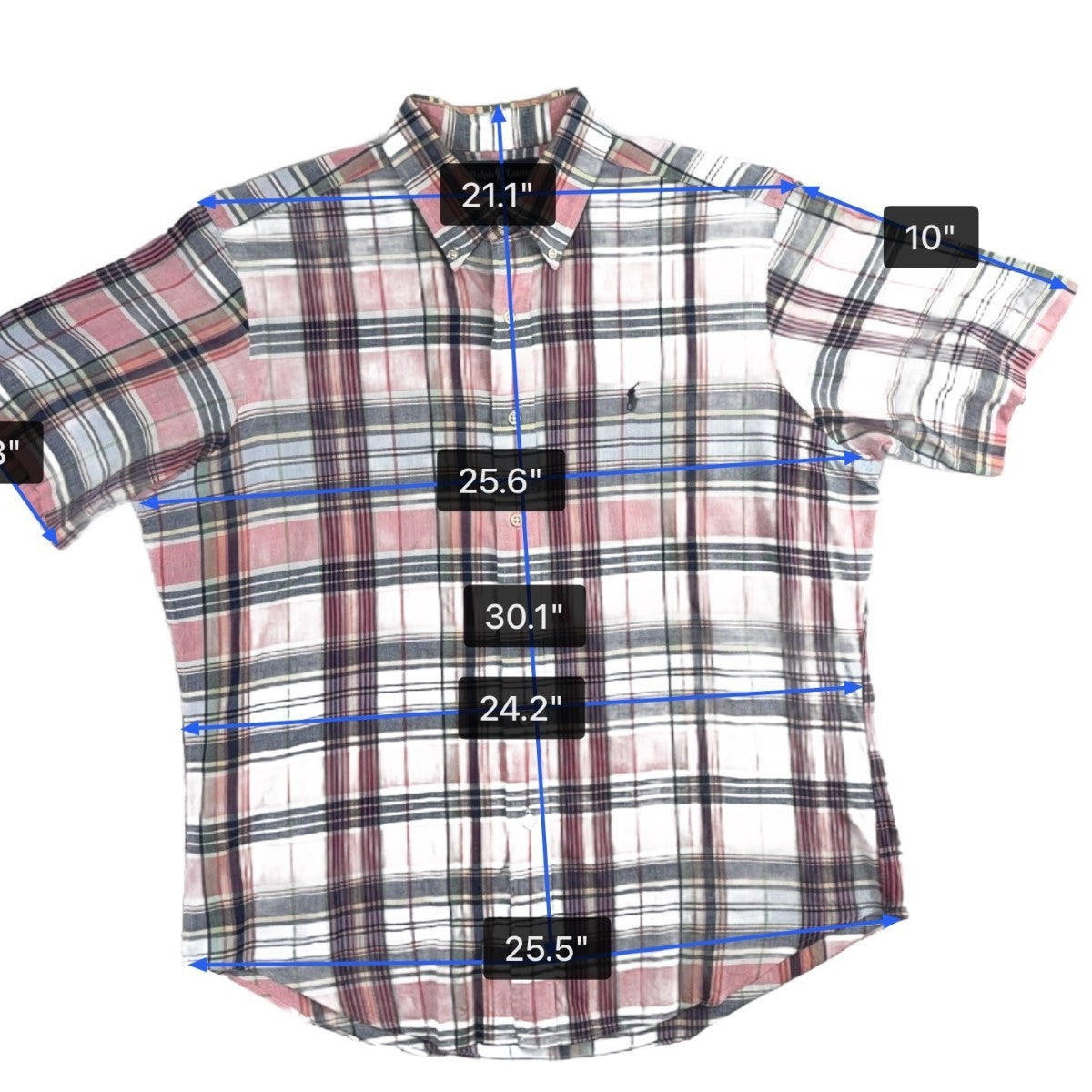Ralph Lauren Mens Multicolor Cotton Plaid Short Sleeve Button-Down Shirt Size L