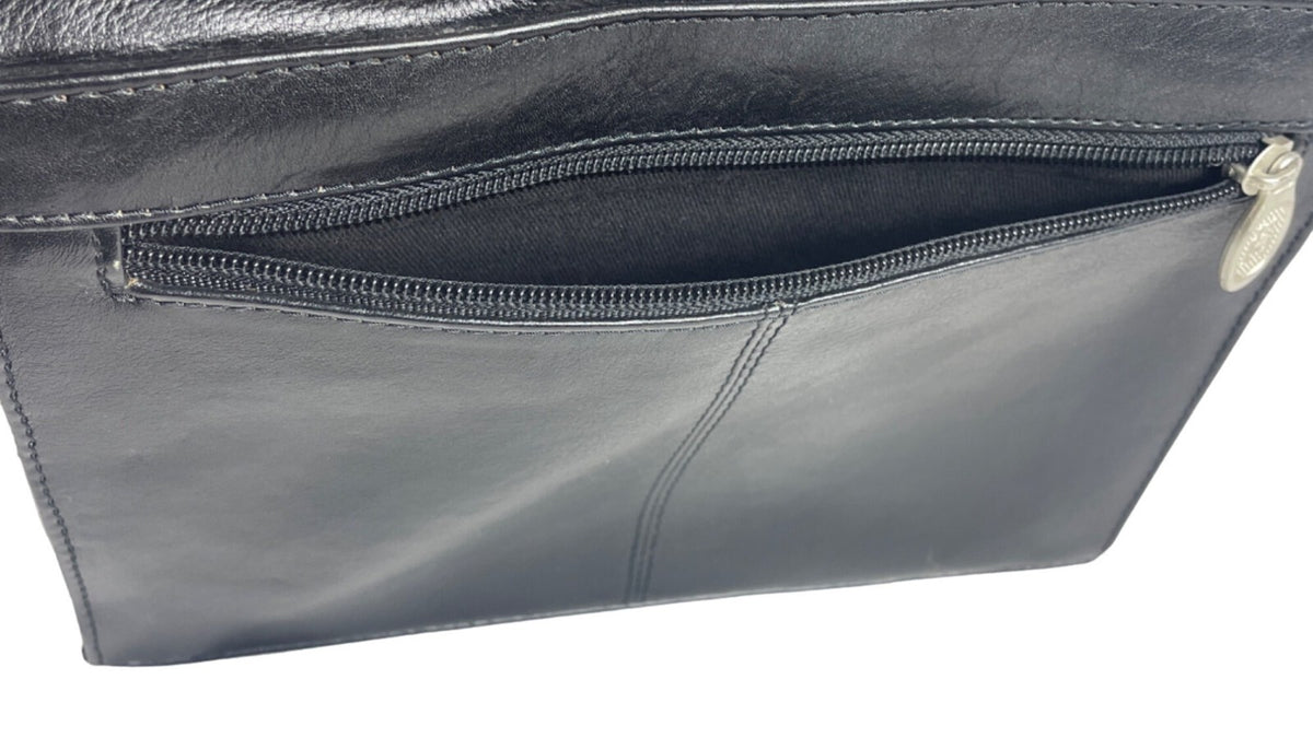 Lgin Women's Black Leather Crossbody Messenger Bag Sz M