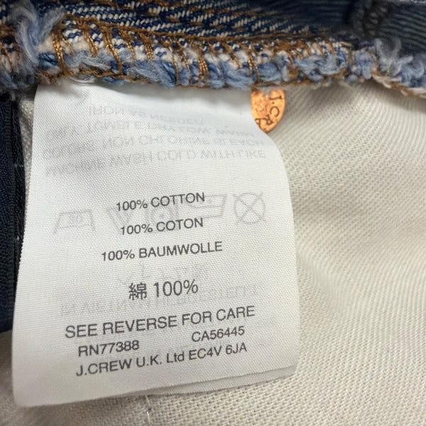 J. Crew Womens Blue Cotton Denim Mini Skirt Frayed Hem Casual Petite 25P
