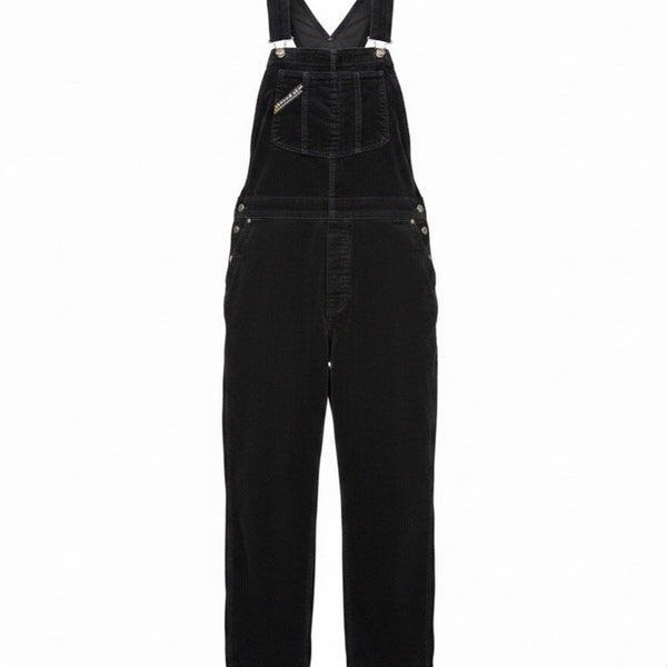 Unionbay Womens Black Corduroy Overalls Adjustable Straps Button Accents Size S