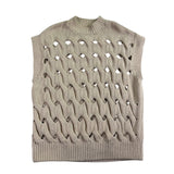 Anine Bing Women Beige Cotton/Polyester Sweater Vest Sleeveless Cable Knit Sz XS