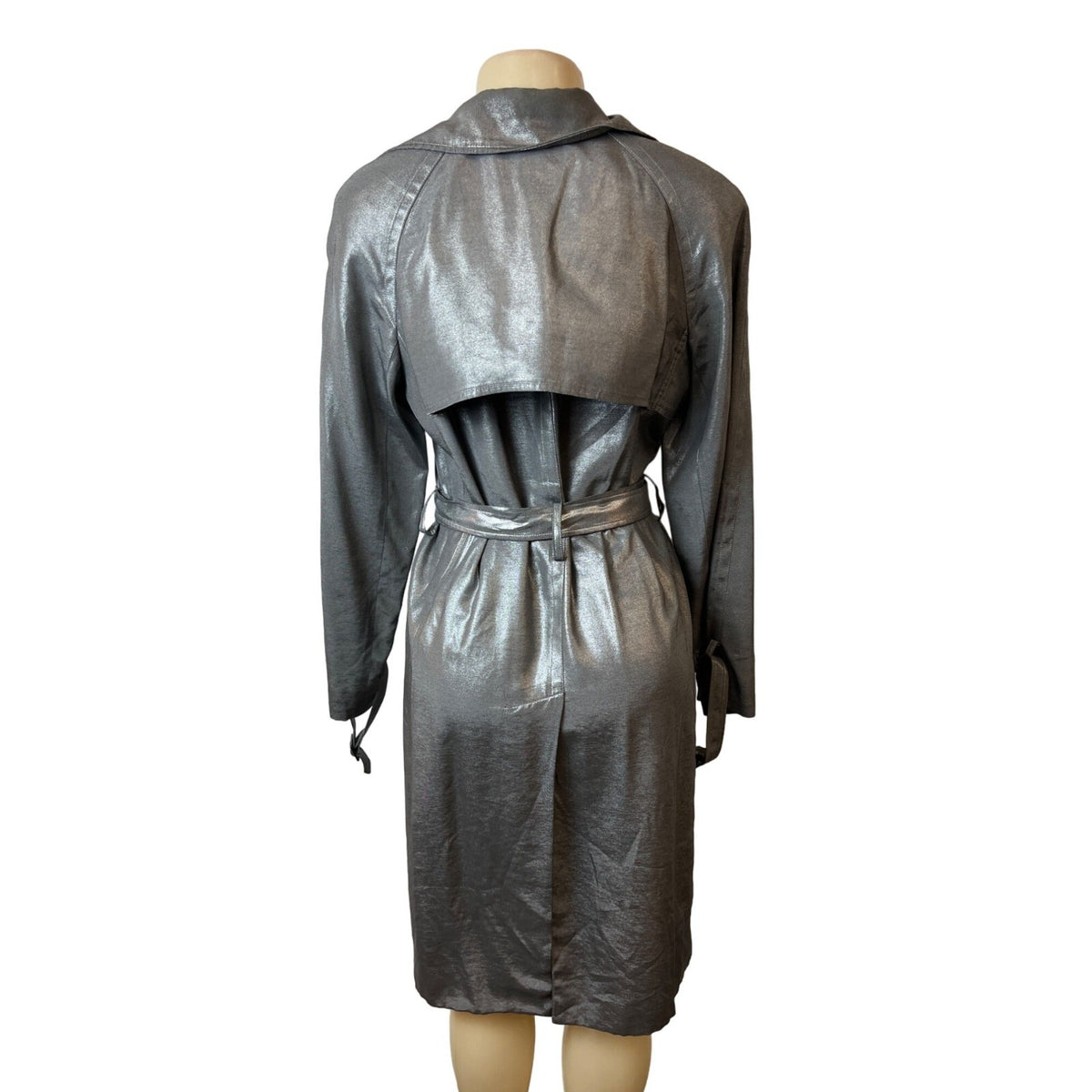 Jones New York Women's Gray Double Breasted Trench Coat Sz M