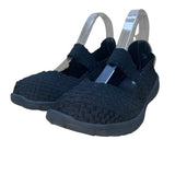 Comfortview Women’s Black Elastic Woven Slip-On Mary Jane Flats Size 10W