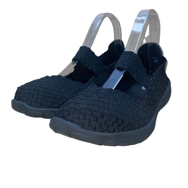 Comfortview Women’s Black Elastic Woven Slip-On Mary Jane Flats Size 10W