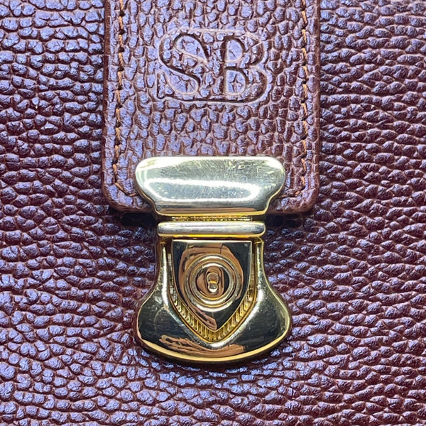 SB Women’s Brown Embossed Leather Gold-Tone Snap Closure Foldable Wallet