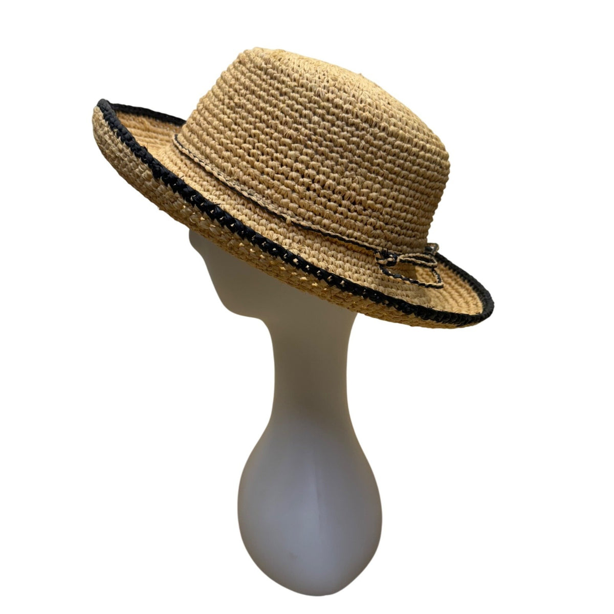 The Scala Collection Womens Natural Fiber Straw Hat Black Trim One Size