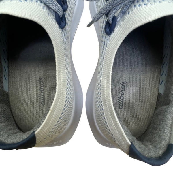 Allbirds Women’s White & Blue Knit Tree Dasher Lace-Up Running Sneakers Sz 10.5