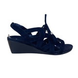 Women’s Black Suede Tassel Strappy Design Kalie Wedge Sandals Size 5