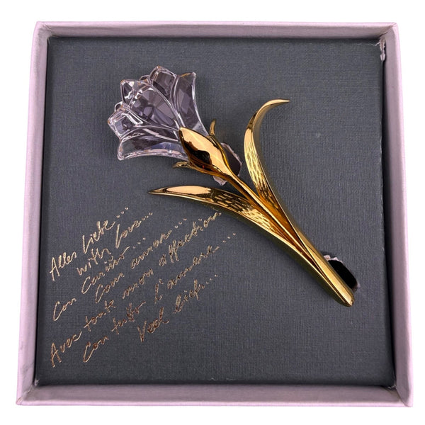 Swarovski Womens Gold Tone & Crystal Brooch Flower Motif Boxed Accessories 