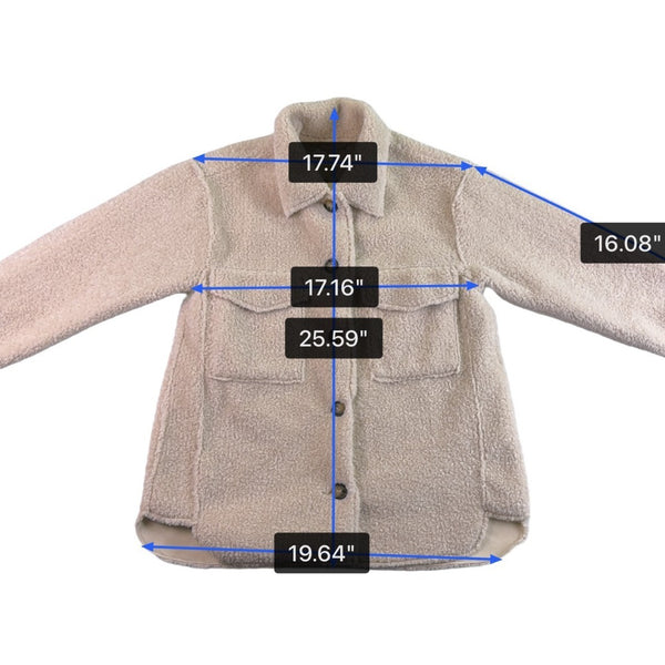 Zara Kids Beige Sherpa Button-Up Jacket With Pockets Size 11-12 Years