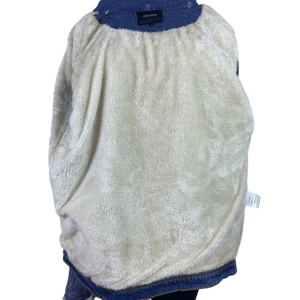 Omoone Women’s Blue Denim Jacket Distressed Pockets Button Closure Sz L
