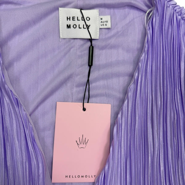 Hello Molly Womens Lavender Pleated Bell Sleeve Mini Dress Tie Detail Size 6