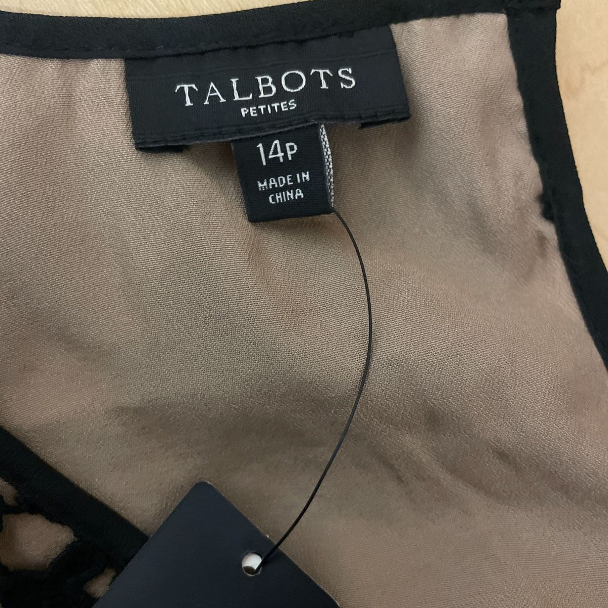 Talbots Petites Black Floral Lace Short Sleeve Top 14P New