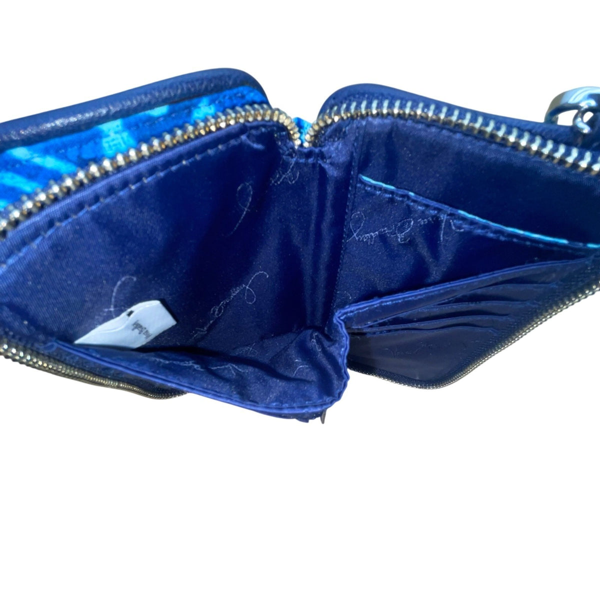 Vera Bradley Women’s Blue Patterned Cotton Zipper And ID Window Wristlet Wallet