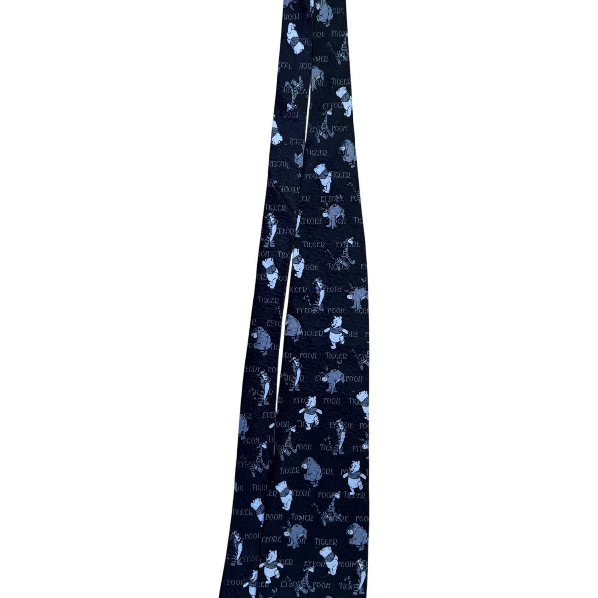 Disney Men Black Polyester Winnie The Pooh & Friends Pattern Novelty Tie