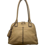Tignanello Women’s Beige Genuine Leather Pebbled Shoulder Bag With Zip Closure