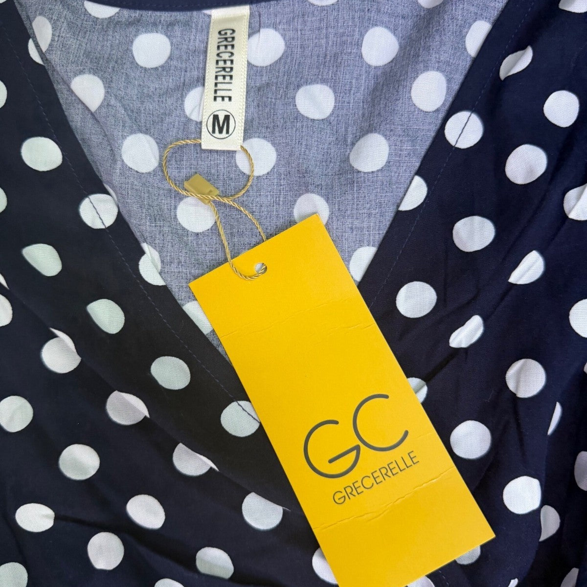 Grecerelle Womens Navy Polka Dot Maxi Wrap Dress Rayon/Spandex Sz M