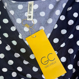 Grecerelle Womens Navy Polka Dot Maxi Wrap Dress Rayon/Spandex Sz M