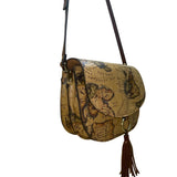 Patricia Nash Women’s European Map Leather Tassel Adjustable Strap Crossbody Bag