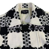 Focus 2000 Womens Black & White Plaid Petite Coat Double Breasted Size 6P
