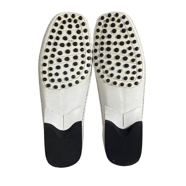 Grupo Italiano Women's White Leather Stitching Sole Flat Slippers Sz 7