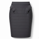 Gracia Womens Black Bandage Skirt Ruffle Detail Elastic Waist Size L