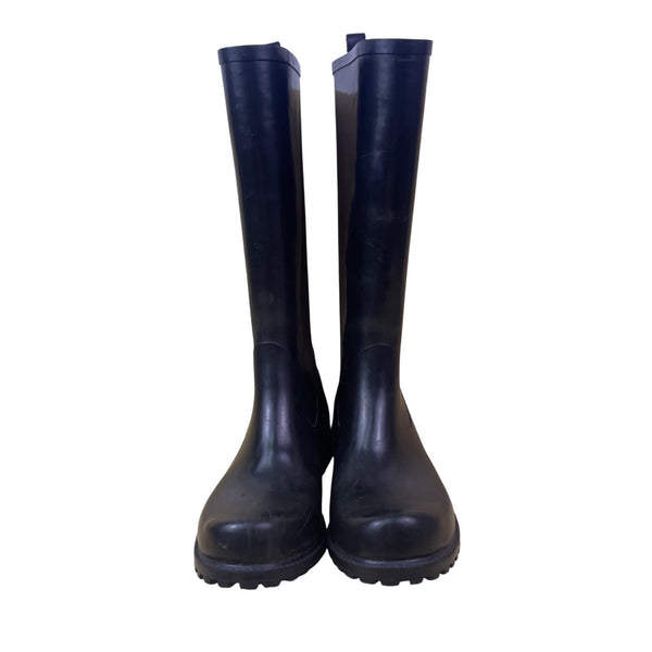Nine West Women’s Black Rubber Tall Logo Detail Ydoll Rain Boots Size 9M