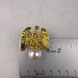 Ann Hand Womens Gold Tone Eagle Brooch With Faux Pearl Accent Elegant Pin