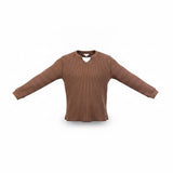 Madewell Womens Brown Cotton Blend Textured Knit Waffle Long Sleeve Top Size L
