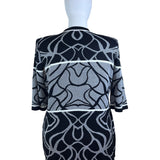 Misook Womens Black & White Knit Open Cardigan Sweater Abstract Pattern Sz XL