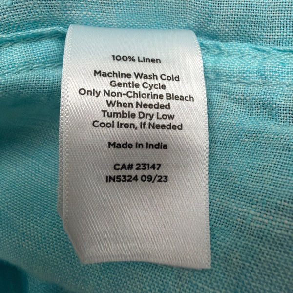 Talbots Women’s Aqua Linen Button-Up Long-Sleeve Shirt Lightweight Casual Size M
