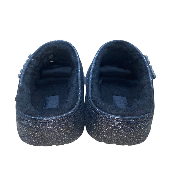 Crocs Women’s Black Glitter Faux Fur Lined Slide Sandals Size M4/W6