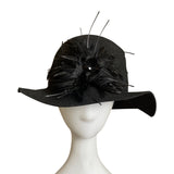 Nordstrom  Black Wool With Feather & Sequin Detail Womens Cloche Hat