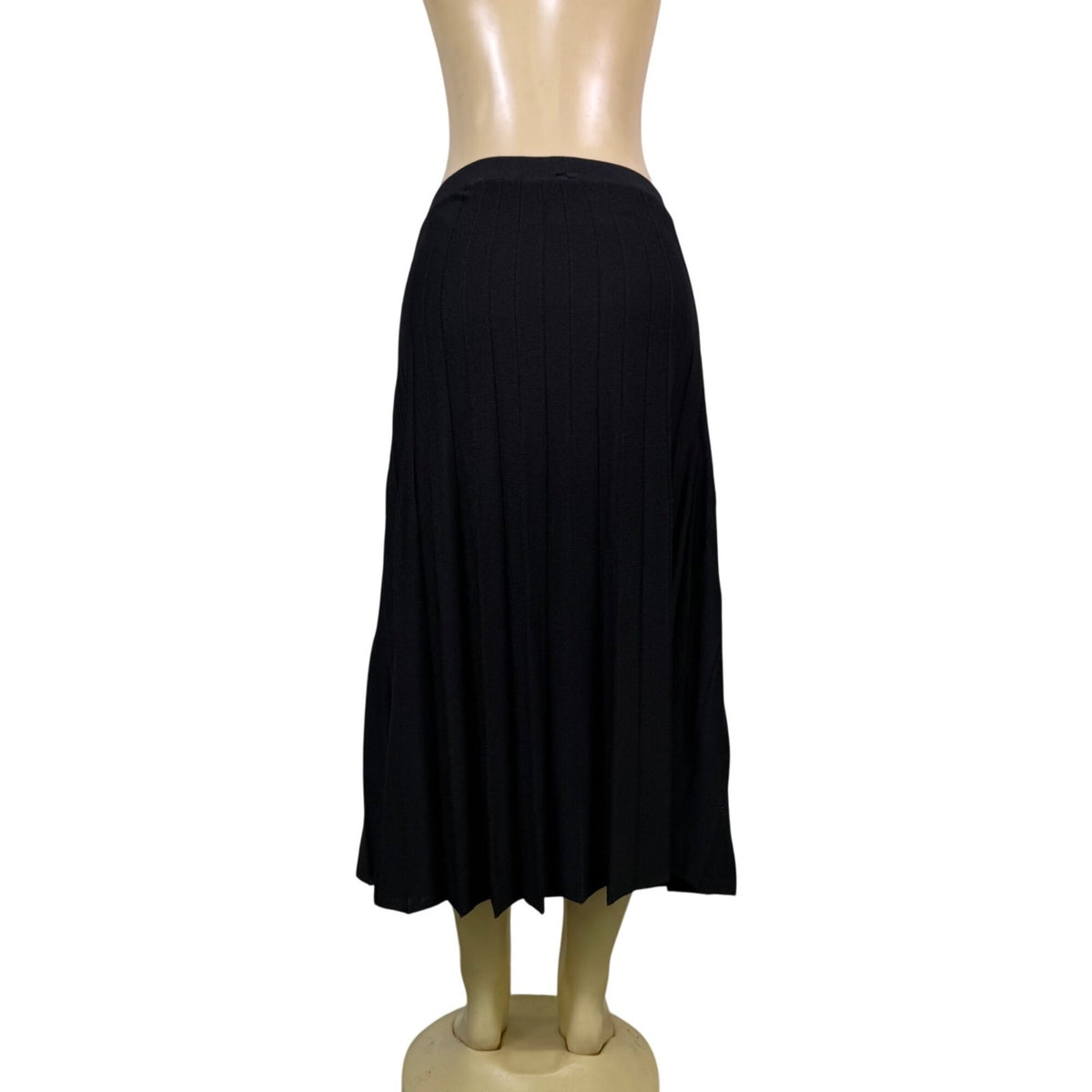 Jones New York Womens Black Pleated Midi Skirt Elegant Ribbed Knit Size L