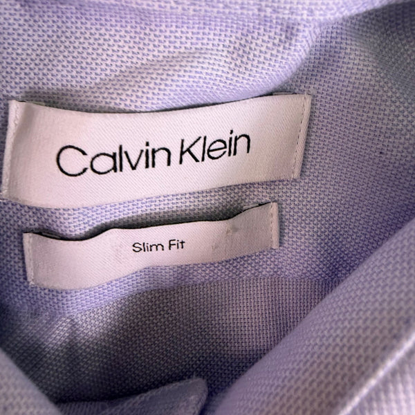 Calvin Klein Mens Light Blue Slim Fit Long-Sleeve Button-Down Shirt Size M