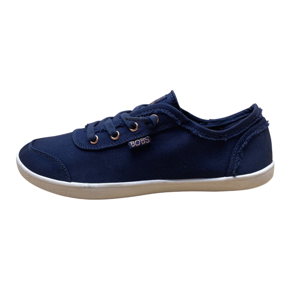Bobs By Skechers Women’s Navy Blue Canvas Lace-Up Memory Foam Sneakers Size 7.5