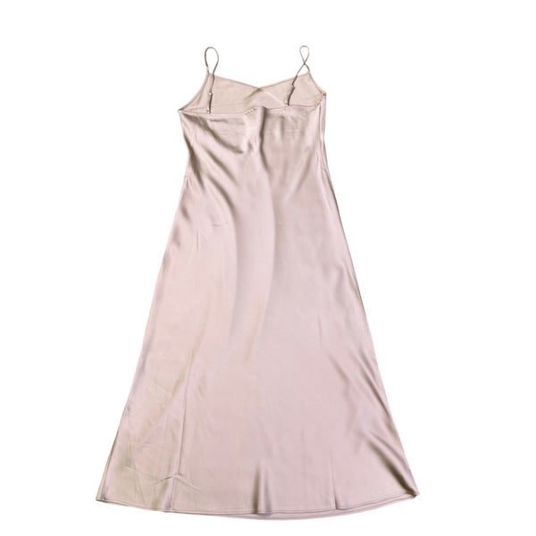 Cynthia Rowley Womens Beige Polyester Satin Slip Dress Maxi Size L