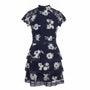 AX Paris Womens Navy Lace Floral Mini Dress Elegant Ruffle Details Size 10