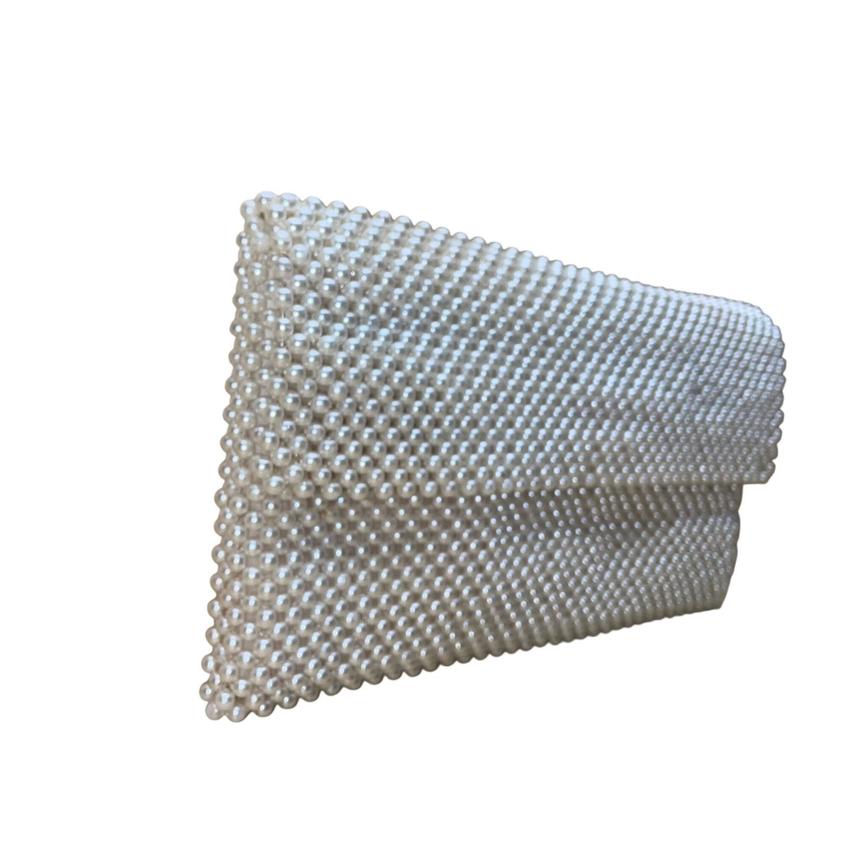 Pearl White Women’s Elegant Beaded Zipper Compartments Clutch Evening Bag