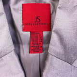 JS Collections Womens Silver Ruffled Peplum Blazer Jacket Size 8