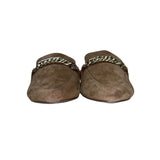 Steve Madden Women’s Brown Faux Fur Lined Chain Accent Loafer Mules Size 7.5M
