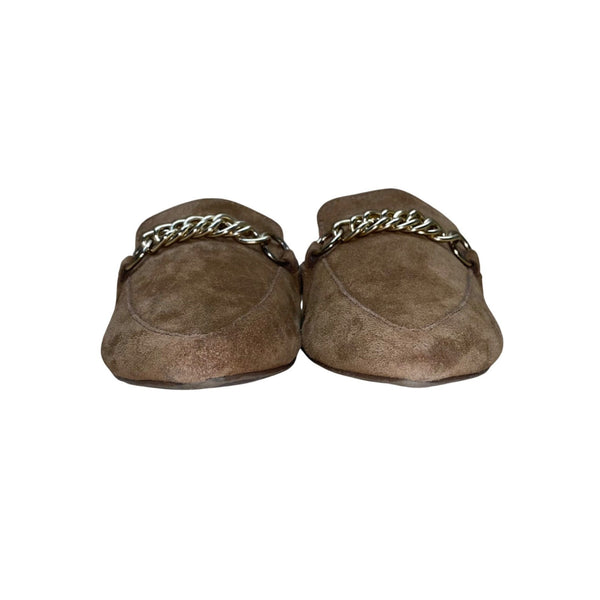 Steve Madden Women’s Brown Faux Fur Lined Chain Accent Loafer Mules Size 7.5M
