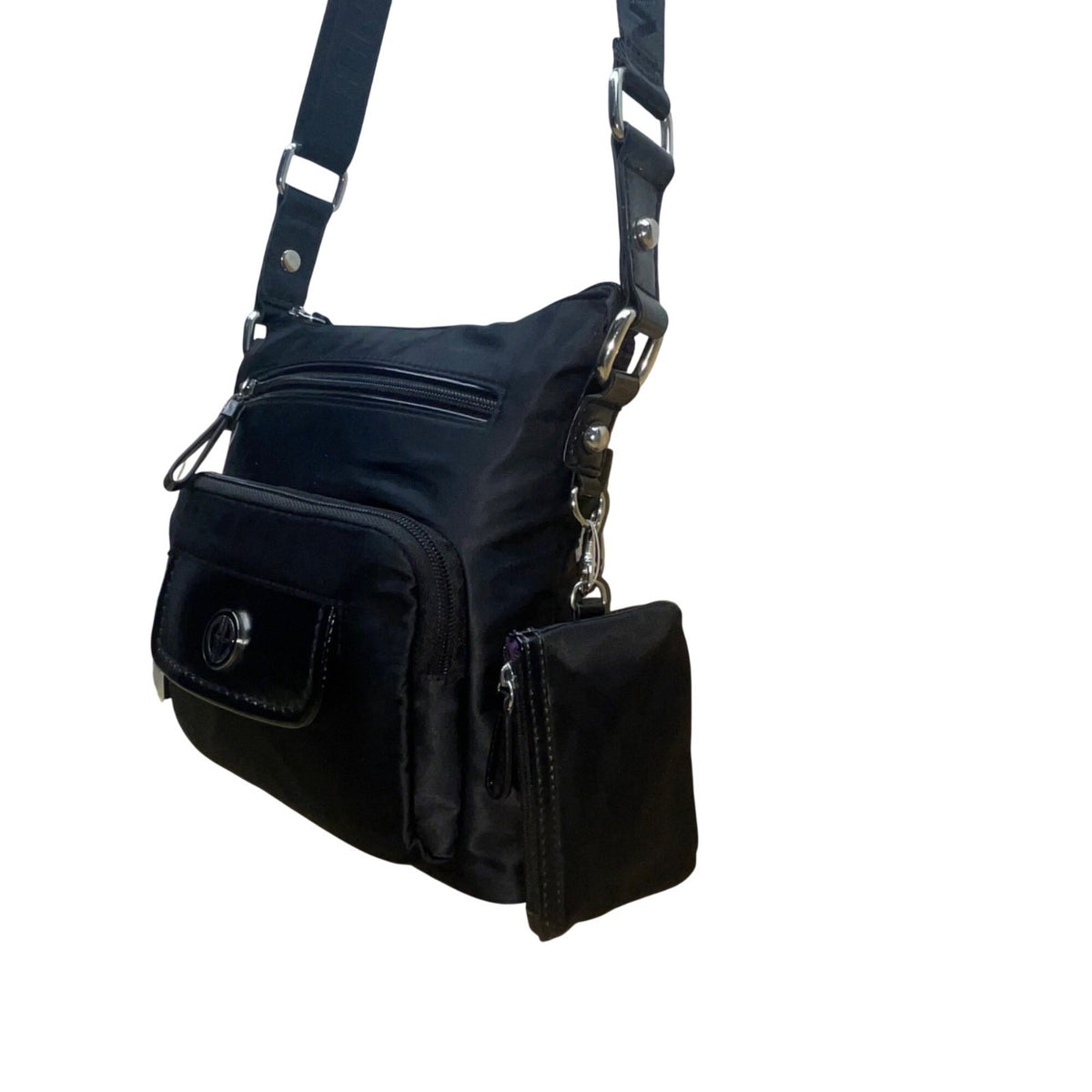 Giani Bernini Women’s Black Nylon Adjustable Strap Multi Pockets Crossbody Bag